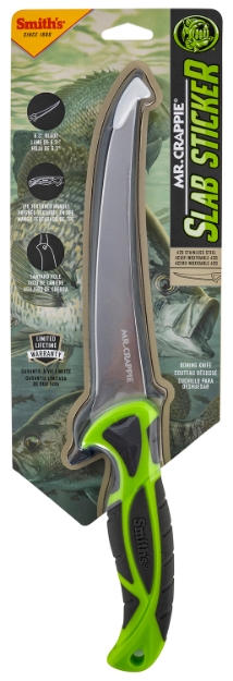 Picture of Smiths Products Mr. Crappie Curved Slab Sticker 6" Fixed Fillet Plain 420Hc Ss Blade Gray/Green Tpe Handle Includes Sheath 