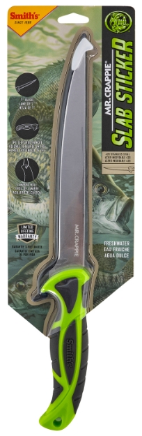 Picture of Smiths Products Mr. Crappie Slab Sticker 7" Fixed Fillet Plain 420Hc Ss Blade Gray/Green Tpe Handle Includes Sheath 