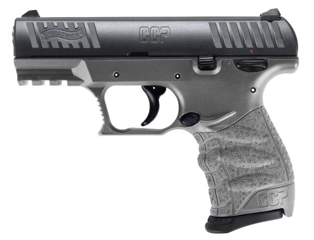 Picture of Walther Arms Ccp M2 + 9Mm Luger Caliber With 3.54" Barrel, 8+1 Capacity, Tungsten Gray Finish Picatinny Rail Frame, Serrated Black Cerakote Steel Slide & Finger Grooved Polymer Grip 