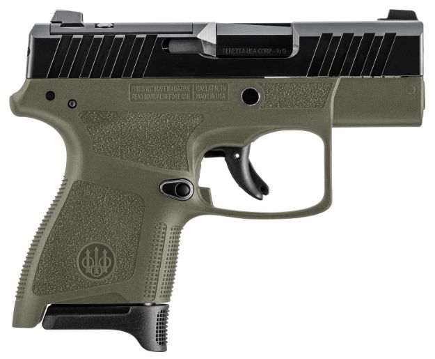 Picture of Beretta Usa Apx A1 Carry 9Mm Luger 6+1 8+1 3.30" Matte Black Serrated Slide, Od Green Polymer Frame & Textured Polymer Grips Right Hand 