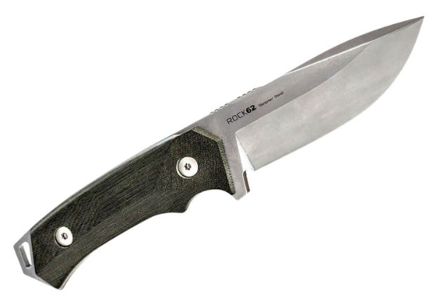 Picture of Woox Bu.Knf001.07 Rock 62 4.25" Fixed Plain Stonewash Sleipner Steel Blade Gray Micarta Handle 