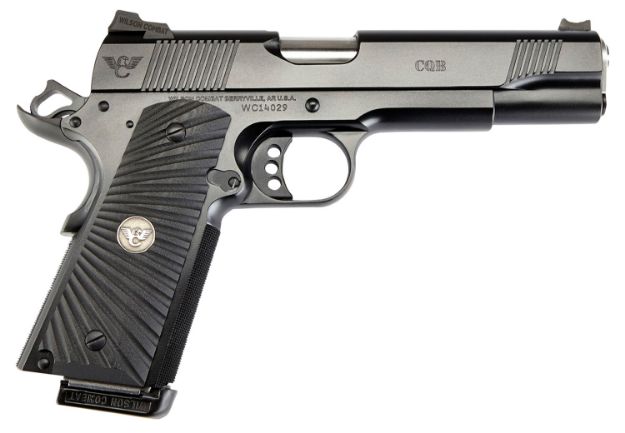 Picture of Wilson Combat 1911 Cqb Elite 9Mm Luger Caliber With 5" Barrel, 10+1 Capacity, Black Armor-Tuff Finish Carbon Steel Beavertail Frame, Serrated Black Carbon Steel Slide & Black G10 Grip 