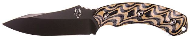 Picture of Southern Grind Jackal 4.75" Fixed Drop Point Plain Black Pvd 8670 Steel Blade 4.50" Black/Tan G10 3D Milled Handle Includes Sheath 