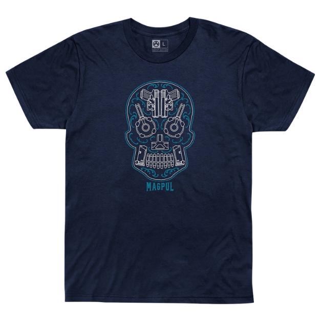 Picture of Magpul Sugar Skull Navy Heather Cotton/Polyester Short Sleeve Small 