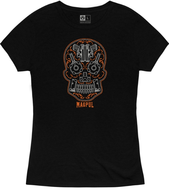 Picture of Magpul Sugar Skull Women's Black Cotton/Polyester Short Sleeve Medium 