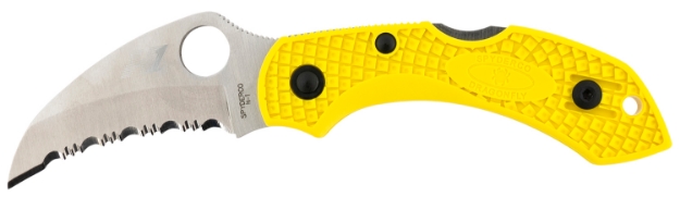 Picture of Spyderco Dragonfly 2 Salt 2.30" Folding Hawkbill Serrated H1 Steel Blade Yellow Frn Handle Includes Pocket Clip 