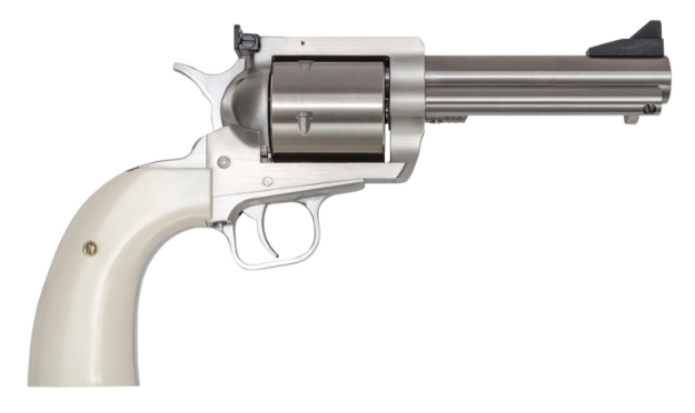 Picture of Magnum Research Bfr Short Cylinder 44 Rem Mag Caliber With 5" Barrel, 6Rd Capacity Cylinder, Overall Brushed Stainless Steel Finish & White Polymer Grip 