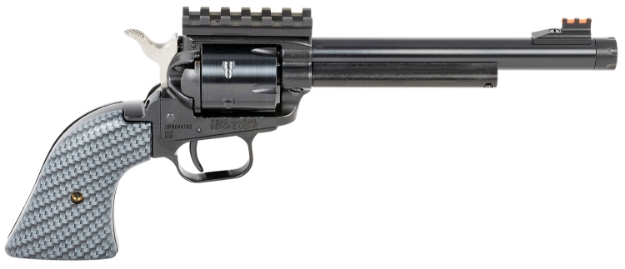 Picture of Heritage Mfg Rough Rider Tactical Cowboy 22 Lr 6 Shot 6.50" Black Steel/Threaded Barrel, Black Cylinder, Steel Frame W/Picatinny Rail, Carbon Fiber Grips 