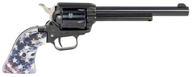 Picture of Heritage Mfg Rough Rider 22 Lr 6 Shot 6.50" Black Barrel, Cylinder & Frame, Usa Flag Wood Grips 