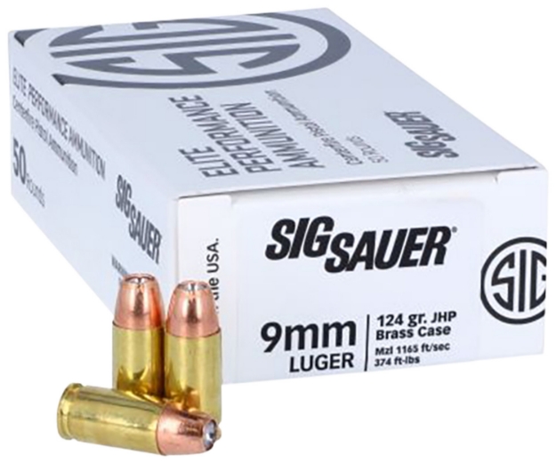 Picture of Sig Sauer Elite Defense 9Mm Luger 124 Gr 1165 Fps V-Crown Jacketed Hollow Point (Vjhp) 50 Bx/20 Cs 