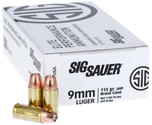 Picture of Sig Sauer Elite Performance 9Mm Luger 115 Gr 1185 Fps Jacketed Hollow Point (Jhp) 50 Bx/20 Cs 