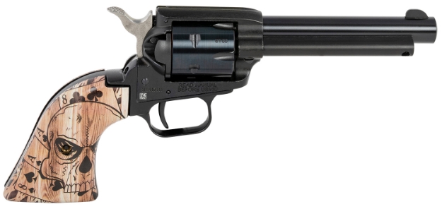 Picture of Heritage Mfg Rough Rider 22 Lr 6 Shot 4.75" Black Oxide Barrel, Cylinder & Frame Dead Man's Hand Ivory Grips 