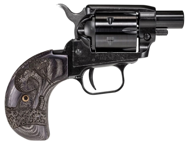 Picture of Heritage Mfg Barkeep Boot 22 Lr 6 Shot 1.68" Black Barrel, Cylinder & Frame Black Frame, Wood Engraved Birdshead Grips 