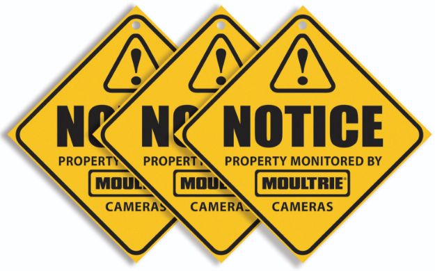 Picture of Moultrie Camera Surveillance Signs Yellow 3 Per Pkg 