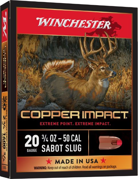 Picture of Winchester Ammo Copper Impact 20 Gauge 2.75" 3/4 Oz 1600 Fps Sabot Slug Shot 5 Bx/20 Cs 