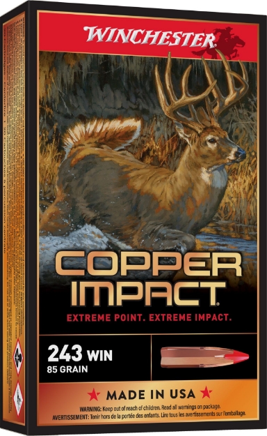 Picture of Winchester Ammo Copper Impact 243 Win 85 Gr Copper Extreme Point Lead-Free 20 Per Box/ 10 Cs 