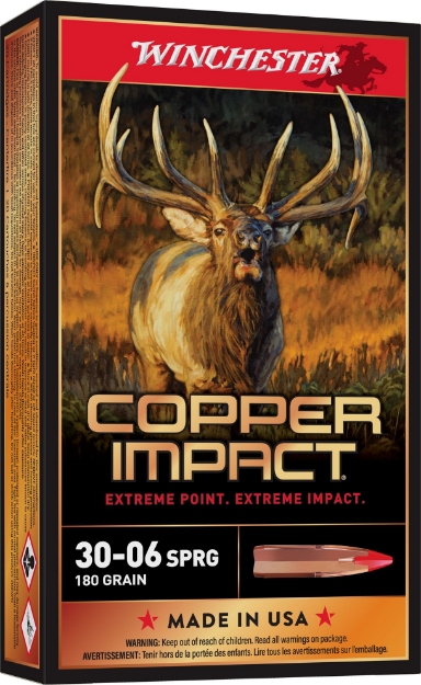 Picture of Winchester Ammo Copper Impact 30-06 Springfield 180 Gr Copper Extreme Point Lead-Free 20 Per Box/ 10 Cs 