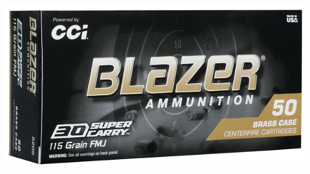 Picture of Cci Blazer Brass Handgun 30 Super Carry 115 Gr Full Metal Jacket Flat Nose (Fmjfn) 50 Per Box/ 20 Cs 