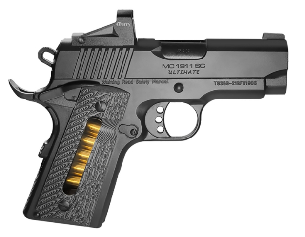 Picture of Eaa Girsan Mc1911sc Officer Ultimate Compact 45 Acp 6+1 3.40" Black Steel Barrel, Black Far-Dot/Serrated Slide & Frame W/Beavertail, Black G10 W/Integrated Capacity Window Grips Ambidextrous 