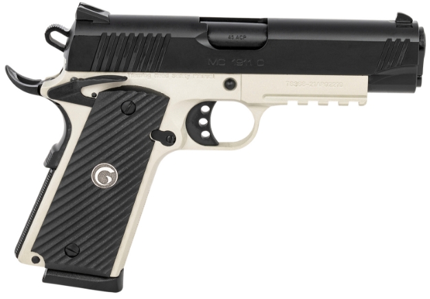 Picture of Eaa Girsan Mc1911 Commander Carry 45 Acp 8+1 4.40" Black Steel Barrel, Blued Serrated Slide, Matte Gray Steel Frame W/Accessory Rail & Beavertail, Checkered Laminate Grips Ambidextrous 