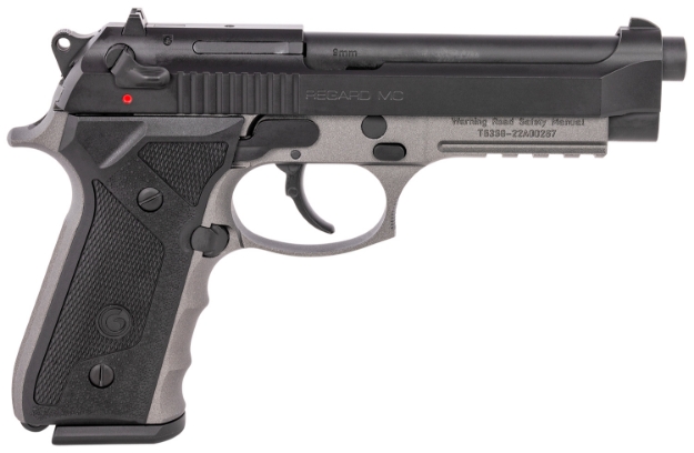 Picture of Girsan Regard Mc 9Mm Luger Caliber With 4.90" Barrel, 18+1 Capacity, Matte Gray Finish Picatinny Rail Frame, Serrated Blued Steel Slide & Finger Grooved Black Polymer Grip 