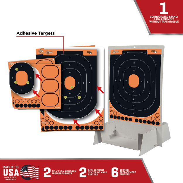 Picture of Ez-Aim Splash Reactive Trainer Kit Self-Adhesive Paper Handgun Yellow Oval Includes Targets/Pasters/Stand 