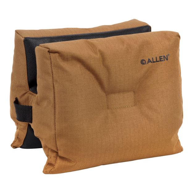 Picture of Allen X-Focus Bench Shooting Rest Prefilled Made Of Coyote With Black Accents Polyester, Weighs 8.20 Lbs, 9.50" L X 6.50" H & Tacky Grip Bottom 