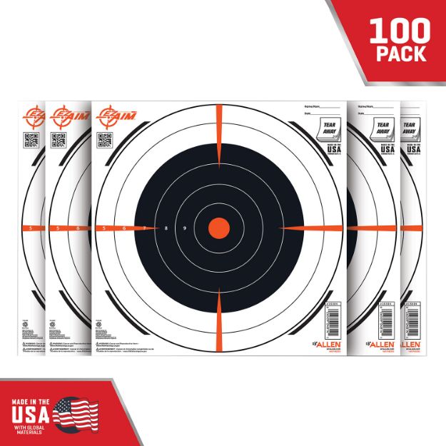 Picture of Ez-Aim Shooting Target Bullseye Paper Hanging 12" X 12" Black/White 100 Per Pack 