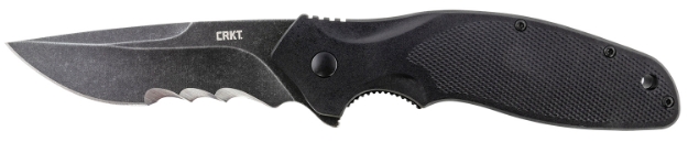 Picture of Crkt Shenanigan 3.35" Folding Drop Point Veff Serrated Black Stonewashed 4116 Stainless Steel Blade/ Black Grn Handle Includes Pocket Clip 