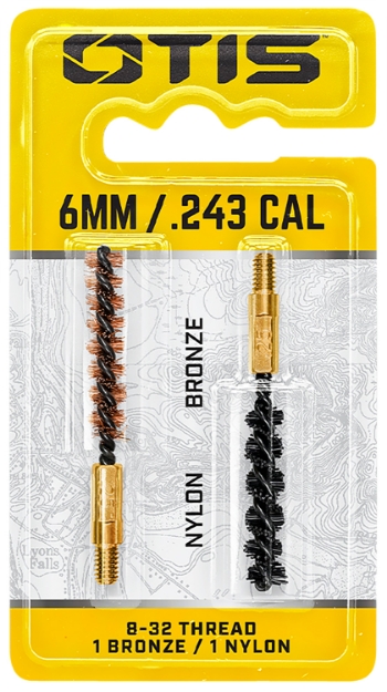 Picture of Otis Bore Brush Set 6Mm/250/243/257 Cal 8-32" Thread 2" Long Bronze/Nylon Bristles 2 Per Pkg 