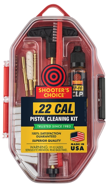 Picture of Shooters Choice Pistol Cleaning Kit 22 Cal/Red Plastic Case 