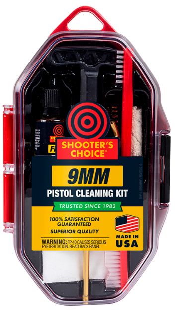 Picture of Shooters Choice Pistol Cleaning Kit 9Mm, 38 Cal Handgun/Red Plastic Case 