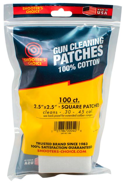 Picture of Shooters Choice Cleaning Patches 30 Cal 45 Cal 2.50" Cotton Pkg Of 100 