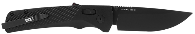 Picture of S.O.G Flash At 3.45" Folding Plain Black Tini Cryo D2 Steel Blade/ Blackout Grn Handle Includes Pocket Clip 