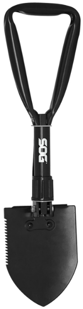 Picture of S.O.G Entrenching Tool Folding Shovel Plain/Serrated Blade Black Powder Coated High Carbon Steel Handle 18.25" Long Includes Sheath 