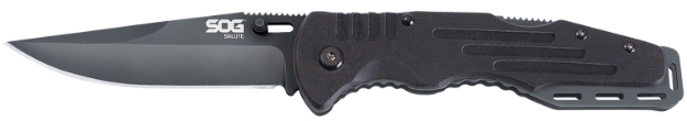 Picture of S.O.G Sog-Ff11-Cp Salute 3.62" Folding Clip Point Plain Black Hardcased 8Cr13mov Ss Blade Black G10 Handle Includes Belt Clip 