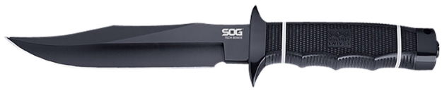 Picture of S.O.G Sog-S10b-K Tech Bowie 6.40" Fixed Plain Clip Point Black Hardcased Tini Aus8 Ss Blade/ Black W/ White "Sog" Logo Kraton Handle 