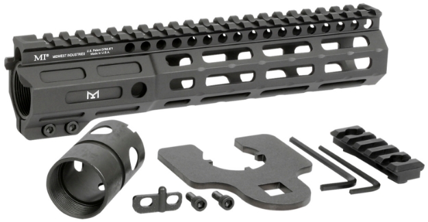 Picture of Midwest Industries Night Fighter 9.25" M-Lok Black Hardcoat Anodized Aluminum Includes Barrel Wrench, Nut, & 5 Slot Rail 