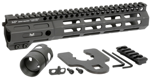 Picture of Midwest Industries Night Fighter 10.50" M-Lok Black Hardcoat Anodized Aluminum Includes Barrel Wrench, Nut, & 5 Slot Rail 