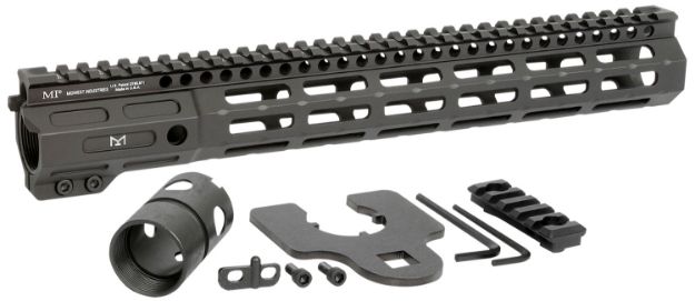 Picture of Midwest Industries Night Fighter 13.50" M-Lok Black Hardcoat Anodized Aluminum Includes Barrel Wrench, Nut, & 5 Slot Rail 