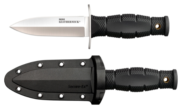 Picture of Cold Steel Leatherneck Double Edge Mini 3.50" Fixed Plain 8Cr13mov Ss Blade/3.25" Black Deep Checkered W/Double Quillon Guard Kray-Ex Handle Includes Sheath 