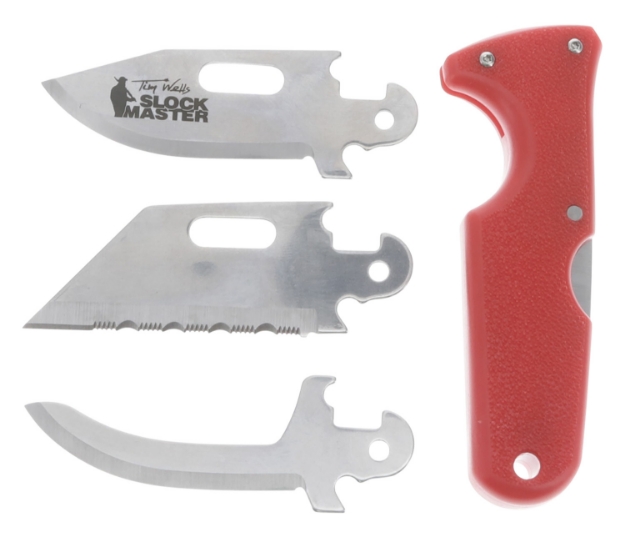 Picture of Cold Steel Click-N-Cut Slock Master 2.50" Fixed Caping/Clip/Utility Plain/Serrated Satin 420J2 Ss Blade Red Textured Abs Handle Includes Sheath 