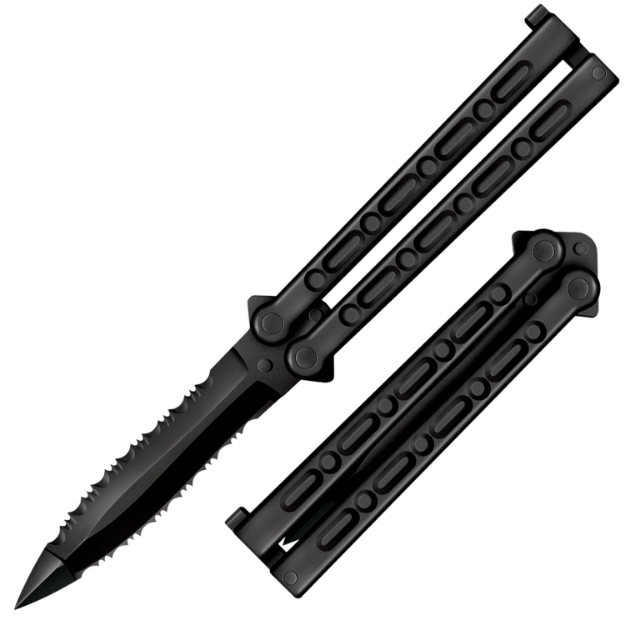 Picture of Cold Steel Cs-92Eaa Fgx Balisong 5" Folding Part Serrated Black Griv-Ex Blade & Handle 