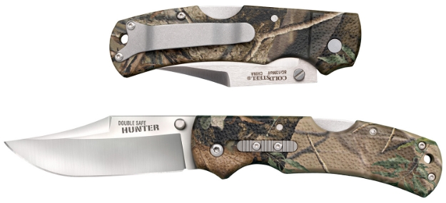 Picture of Cold Steel Double Safe Hunter 3.50" Folding Clip Point Plain Satin 8Cr13mov Ss Blade/ Camo Gfn Handle Includes Pocket Clip 