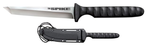 Picture of Cold Steel Cs-53Nct Spike 4" Fixed Tanto Plain Cryo 4116 Ss Blade/Black Scalloped Griv-Ex Handle Includes Bead Chain Lanyard/Sheath 