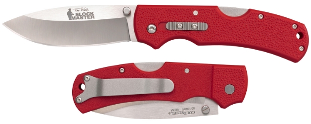 Picture of Cold Steel Double Safe Slock Master 3.50" Folding Drop Point Plain 8Cr13mov Ss Blade/Red Textured Gfn Handle Includes Pocket Clip 