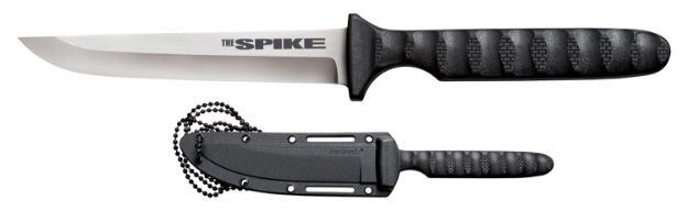 Picture of Cold Steel Cs-53Ncc Spike 4" Fixed Drop Point Plain Cryo 4116 Ss Blade/Black Scalloped Griv-Ex Handle Includes Bead Chain Lanyard/Sheath 