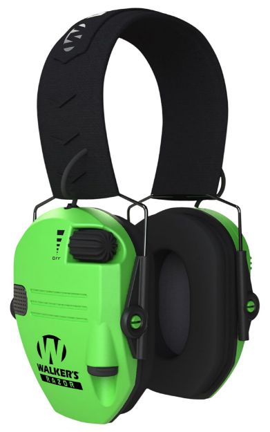 Picture of Walker's Razor Slim Electronic Muff Polymer 23 Db Over The Head Hi-Viz Green/Black Adult 