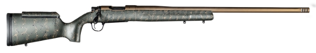 Picture of Christensen Arms Mesa Long Range 6.5 Creedmoor 4+1 26" Threaded Barrel, Burnt Bronze Cerakote, Green With Black/Tan Webbing Stock 