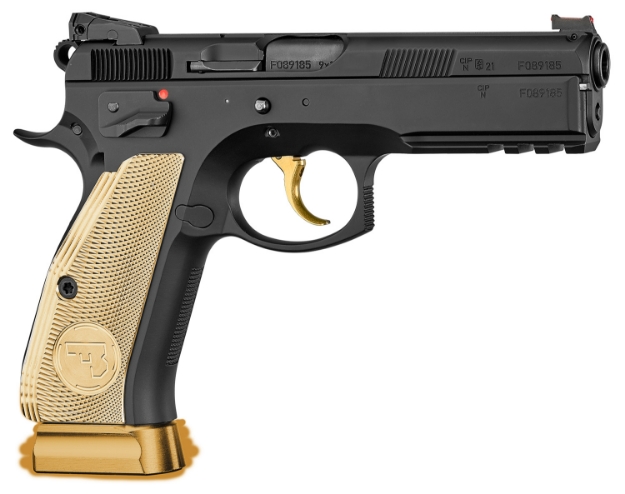 Picture of Cz-Usa Cz 75 Sp-01 Shadow 85Th Anniversary 9Mm Luger 19+1 4.70" Cold Hammer Forged Barrel, Brass With Cz 85Th Anniversary Logo Grips 